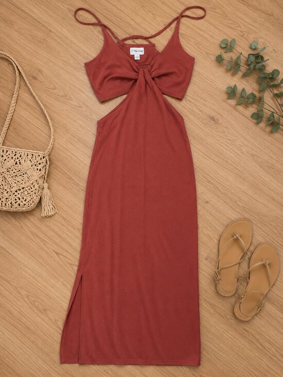 The Drop Dresses & Skirts - The Drop Rust Cutout Midi Dress | Size Small